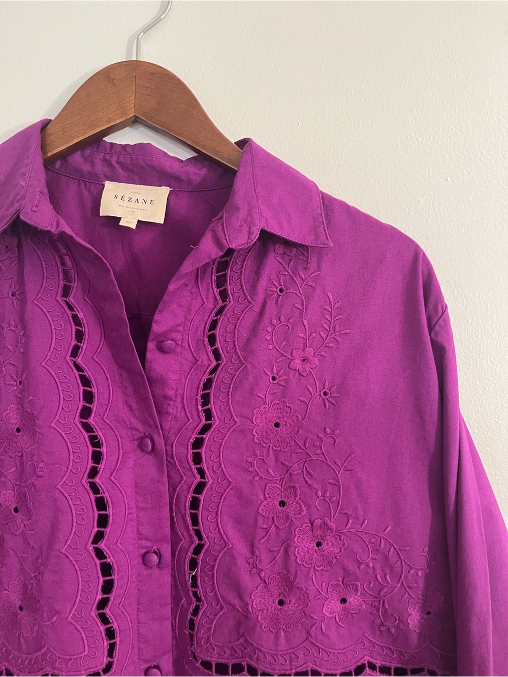 Sezane Maxy Shirt in Purple - Picture 9 of 11